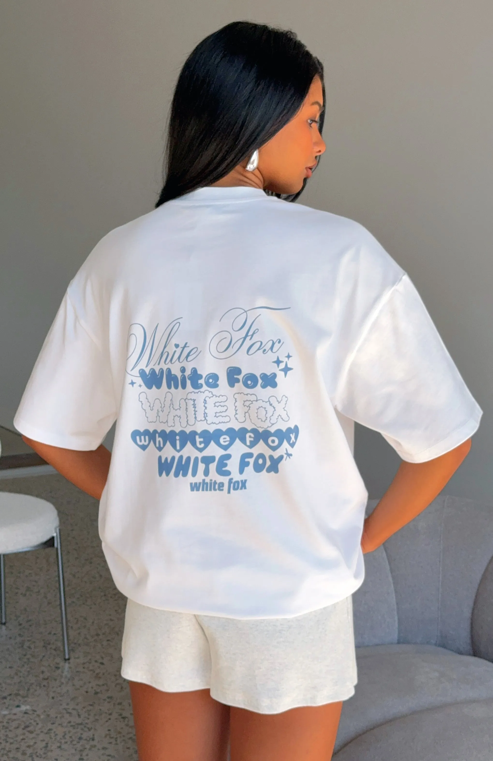 Pretty In Print Oversized Tee White sold by White Fox Boutique