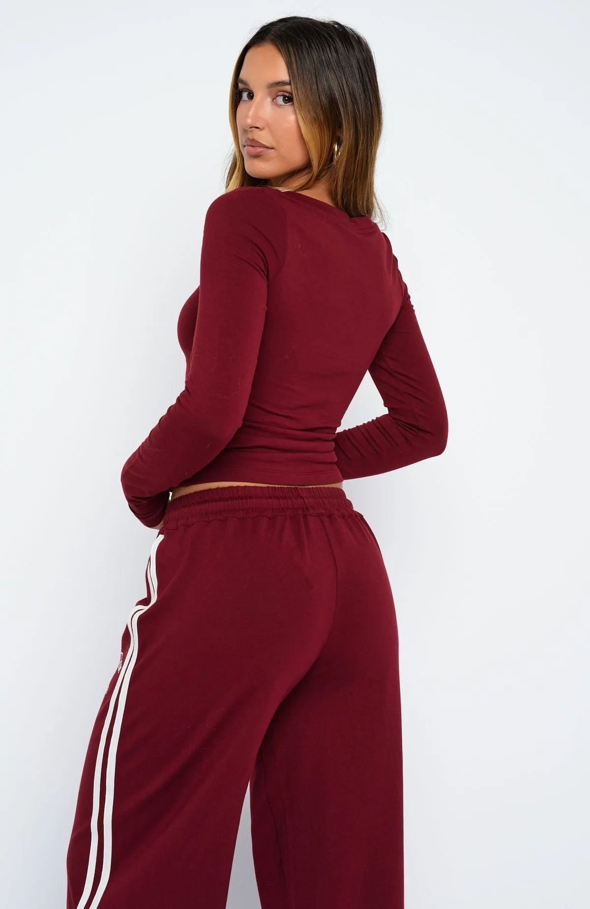Found You Out Long Sleeve Top Burgundy sold by White Fox Boutique product image thumbnail 4