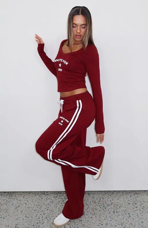 Found You Out Track Pants Burgundy sold by White Fox Boutique