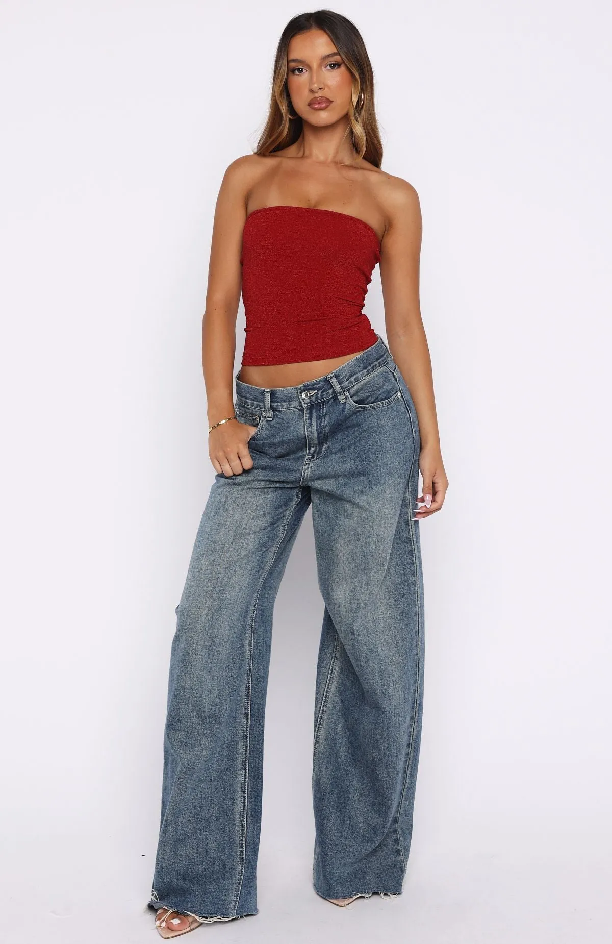 Passing By You Strapless Top Red sold by White Fox Boutique product image thumbnail 5