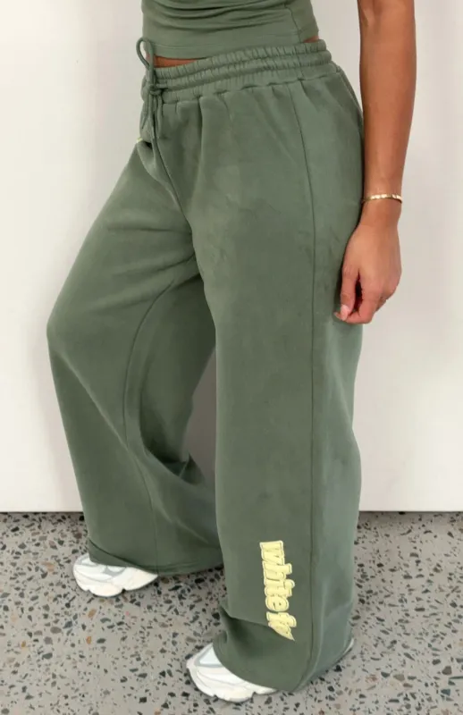 Ready To Go Wide Leg Sweatpants Khaki sold by White Fox Boutique