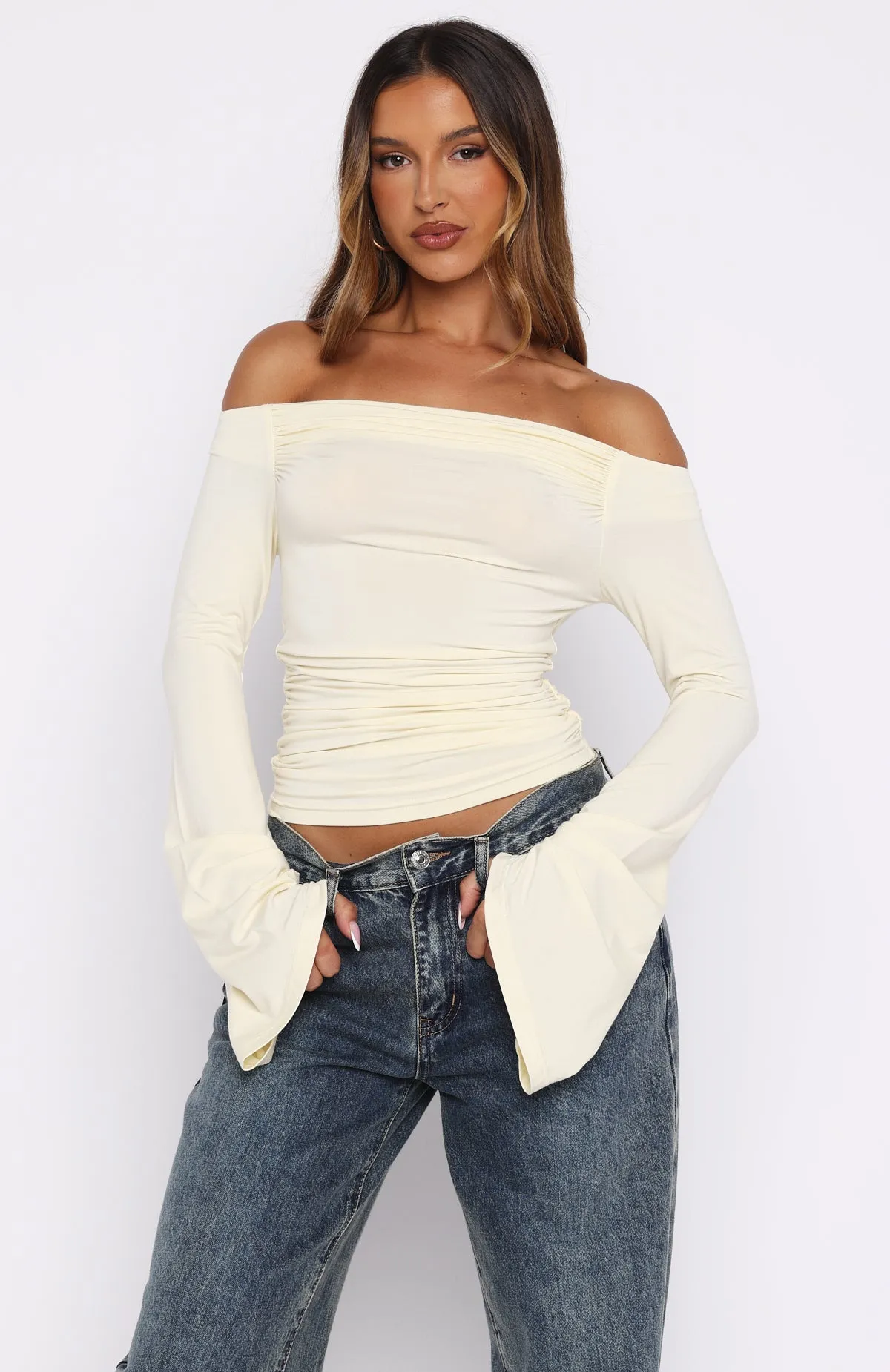Perfect Night Long Sleeve Top Cream sold by White Fox Boutique product image thumbnail 2