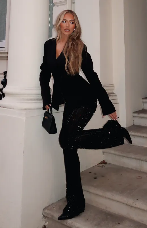 Moonlit Vows Beaded Pants Black sold by White Fox Boutique