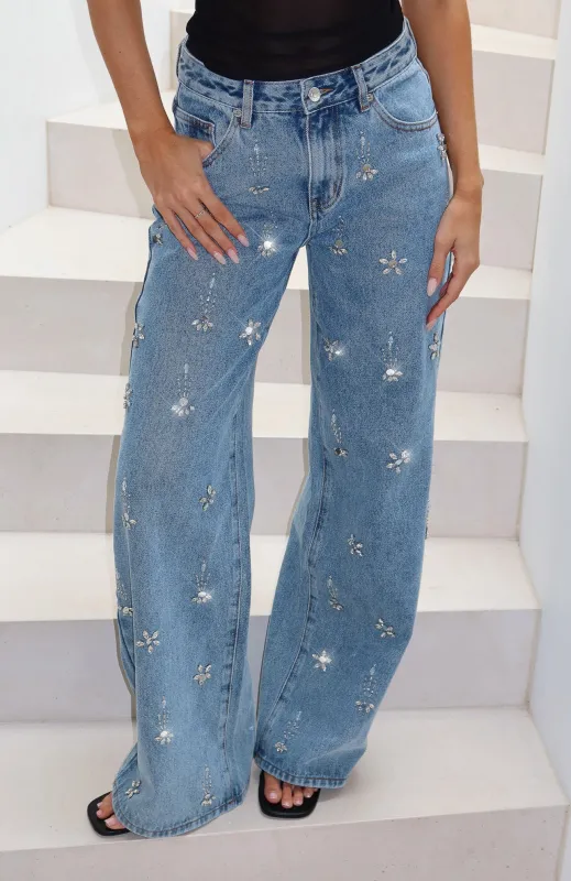 No More Excuses Mid Rise Wide Leg Jeans Mid Blue sold by White Fox Boutique