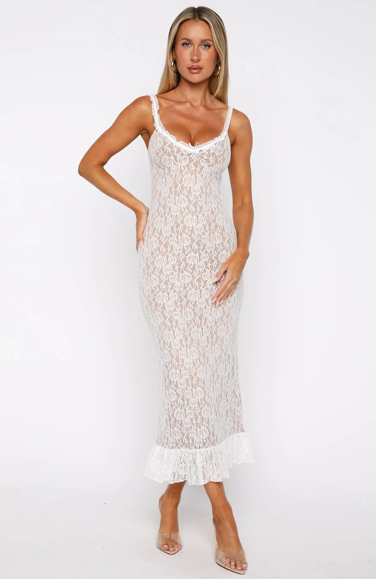 Stand For Something Lace Midi Dress White sold by White Fox Boutique product image thumbnail 2