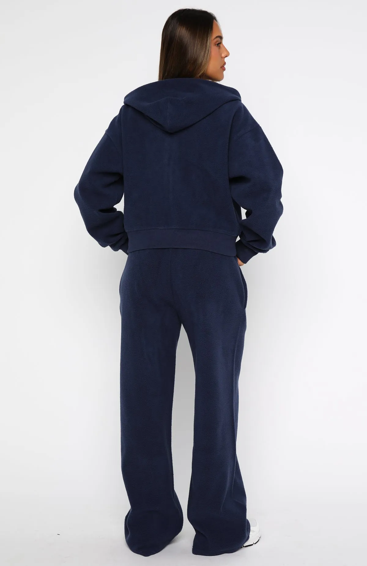 Just For Now Fleece Wide Leg Sweatpants Navy sold by White Fox Boutique product image thumbnail 4