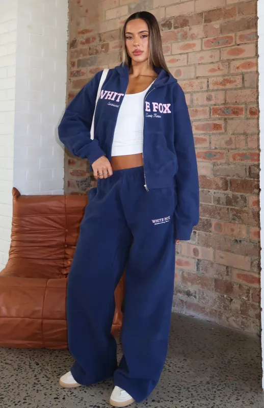 Just For Now Fleece Wide Leg Sweatpants Navy sold by White Fox Boutique