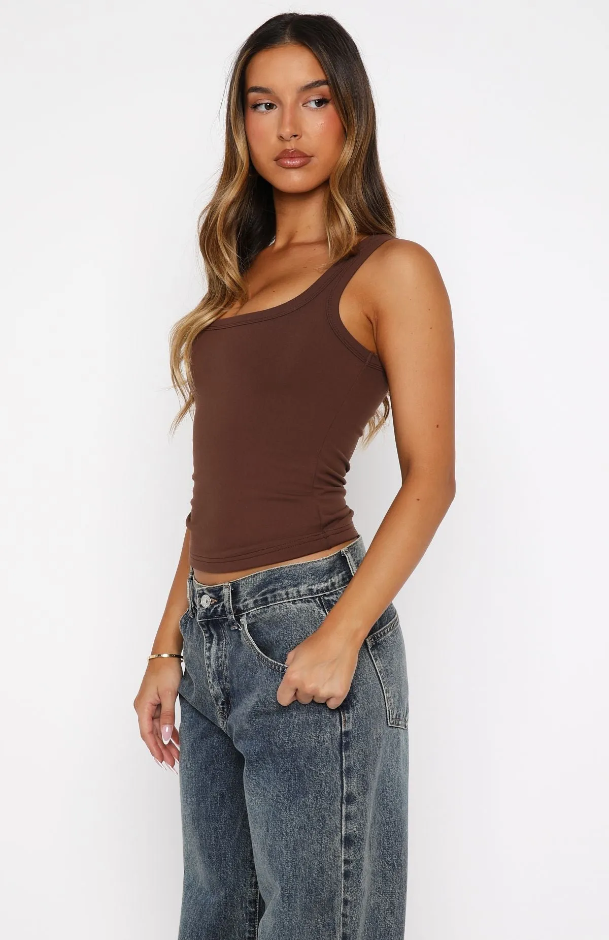Chill Vibes Tank Top Chocolate sold by White Fox Boutique product image thumbnail 3