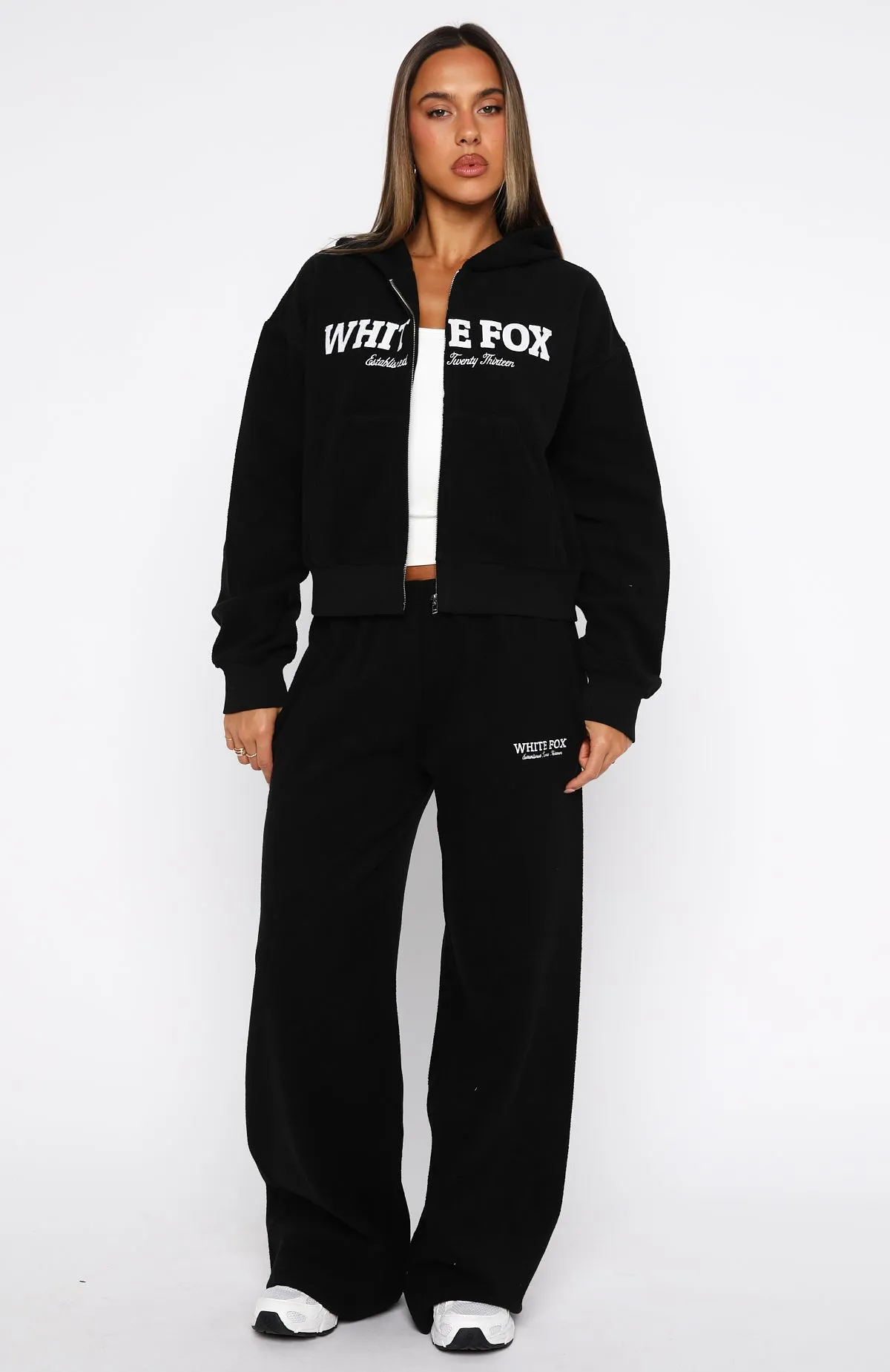 Just For Now Fleece Boxy Zip Front Hoodie Black sold by White Fox Boutique product image thumbnail 5