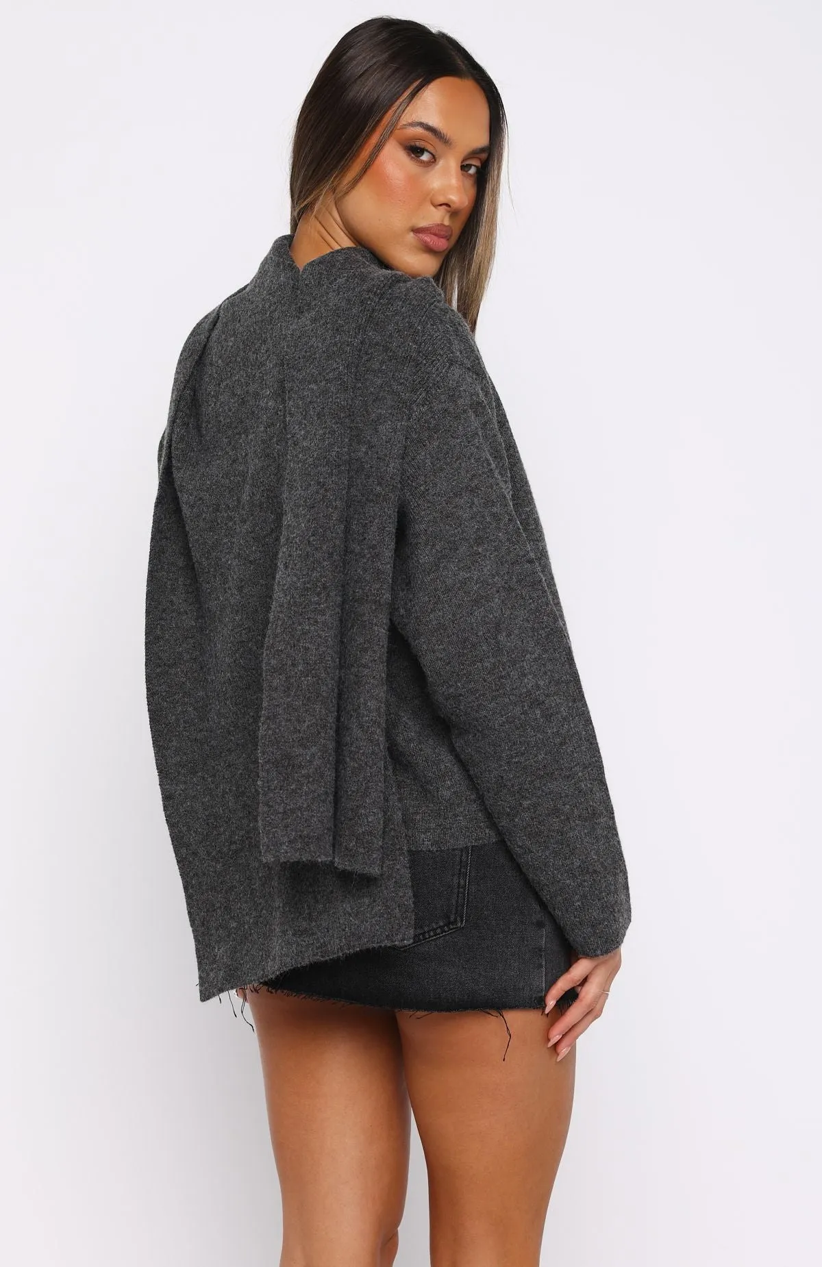 Luxe Layers Knit Sweater Charcoal sold by White Fox Boutique product image thumbnail 4