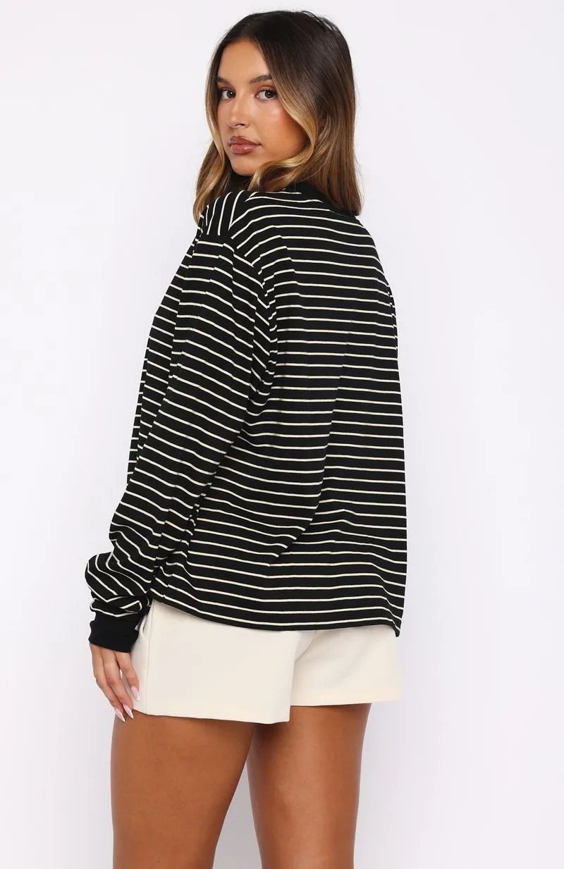 Touchdown Long Sleeve Tee Black Stripe sold by White Fox Boutique product image thumbnail 4
