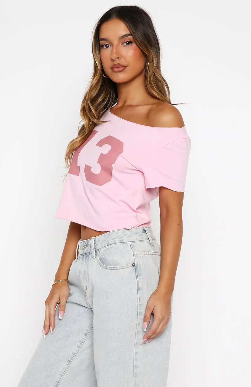 Whenever You're Ready Off Shoulder Relaxed Tee Pink sold by White Fox Boutique product image thumbnail 3
