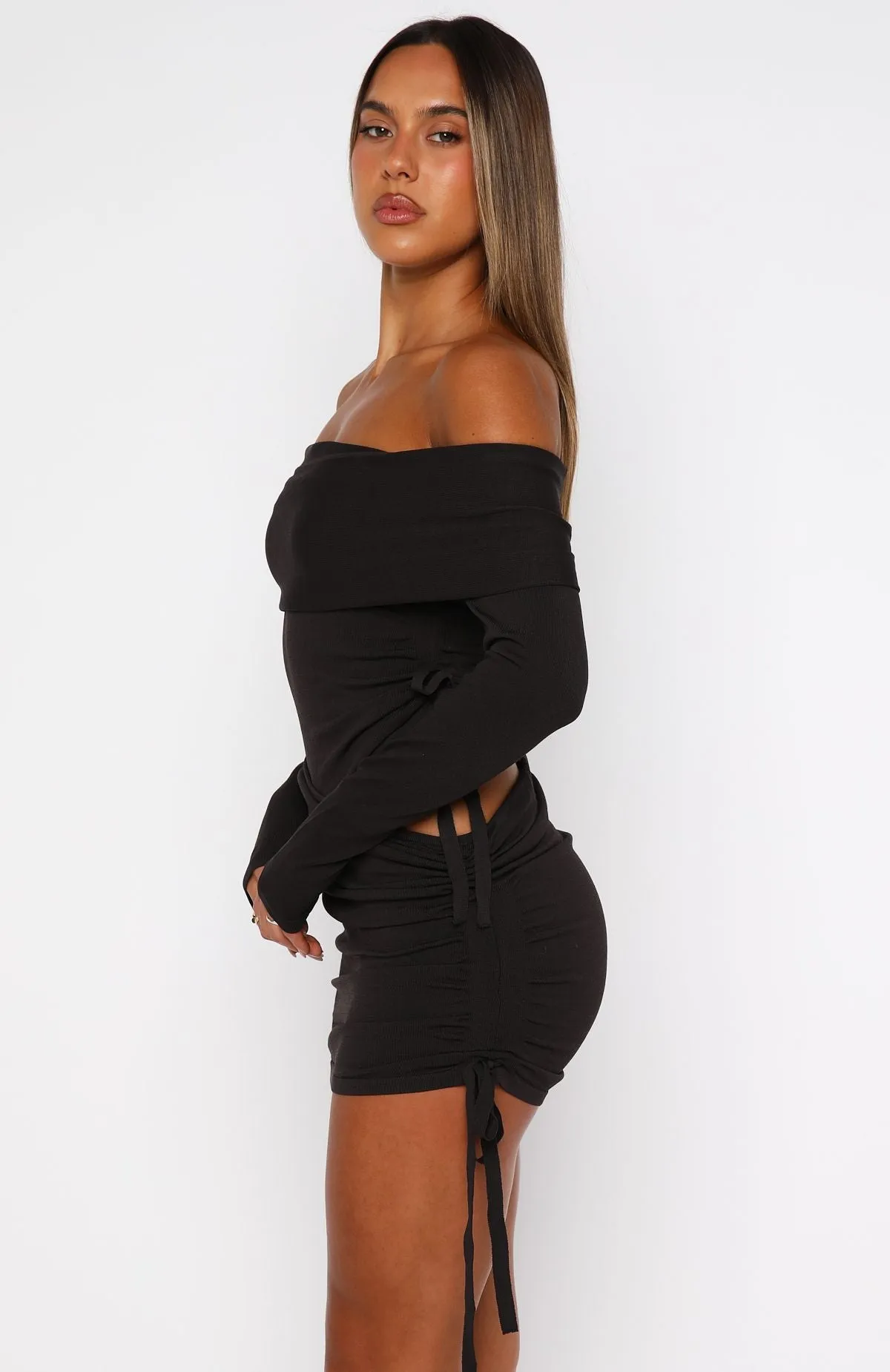 Sweet Sting Long Sleeve Mini Dress Chocolate sold by White Fox Boutique product image thumbnail 3