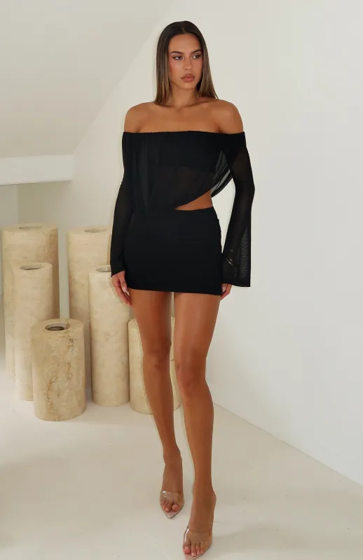 After Glow Long Sleeve Mini Dress Black sold by White Fox Boutique