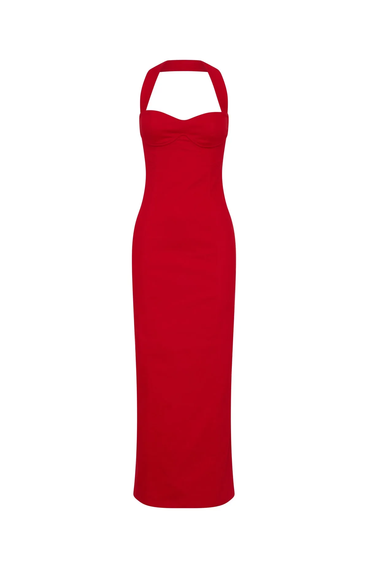 Champagne High Halter Maxi Dress Red sold by White Fox Boutique product image thumbnail 5