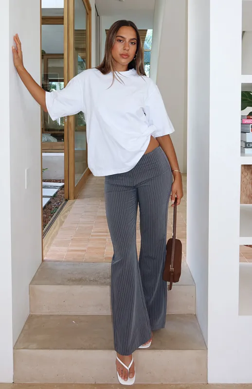 Getting You Close Pants Dark Grey Pinstripe sold by White Fox Boutique