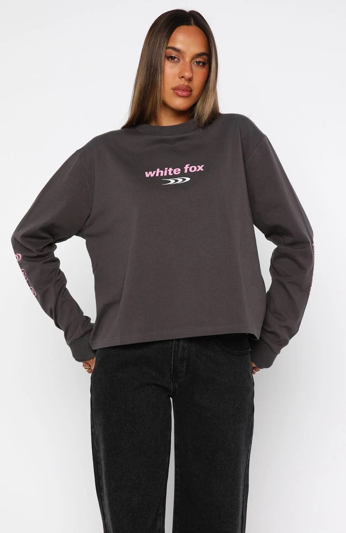 All Around Me Long Sleeve Tee Charcoal sold by White Fox Boutique product image thumbnail 2