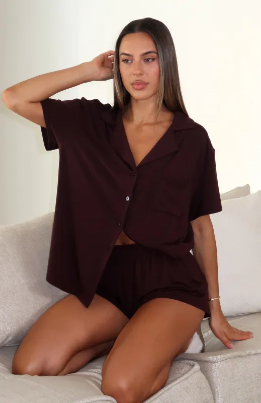 Dreamscape Pyjama Set Chocolate sold by White Fox Boutique