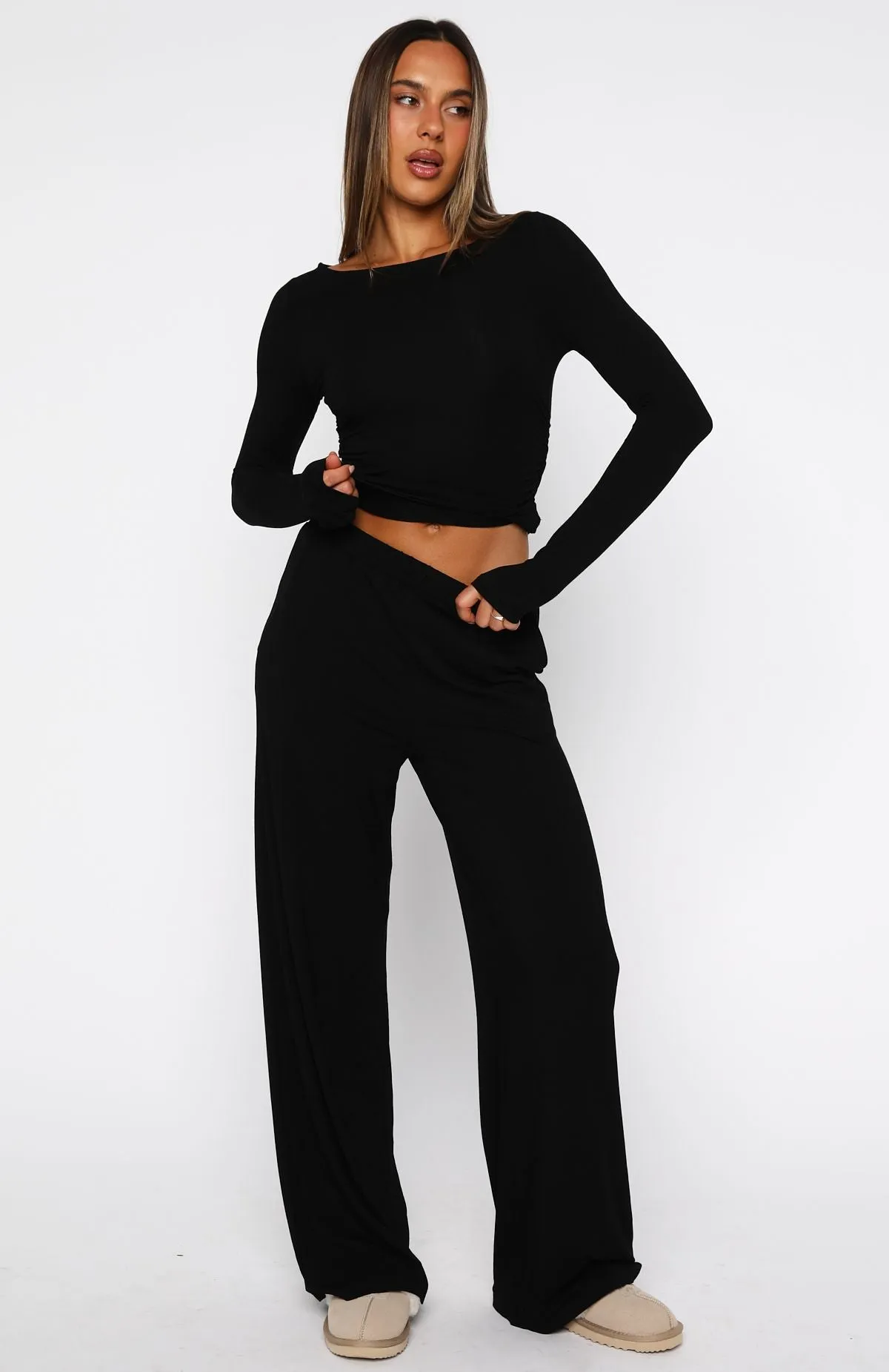 Softly Slumbering Pyjama Set Black sold by White Fox Boutique product image thumbnail 2