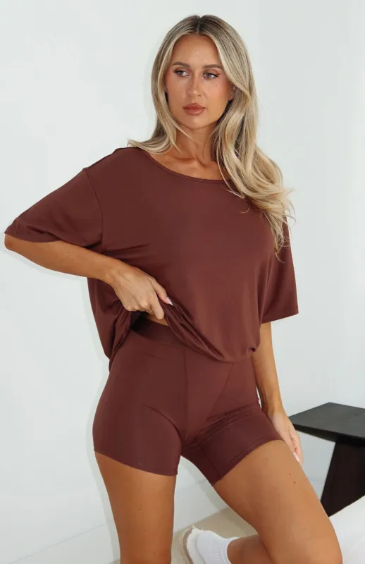 Slow Life Boyfriend Boxer Shorts Chocolate sold by White Fox Boutique