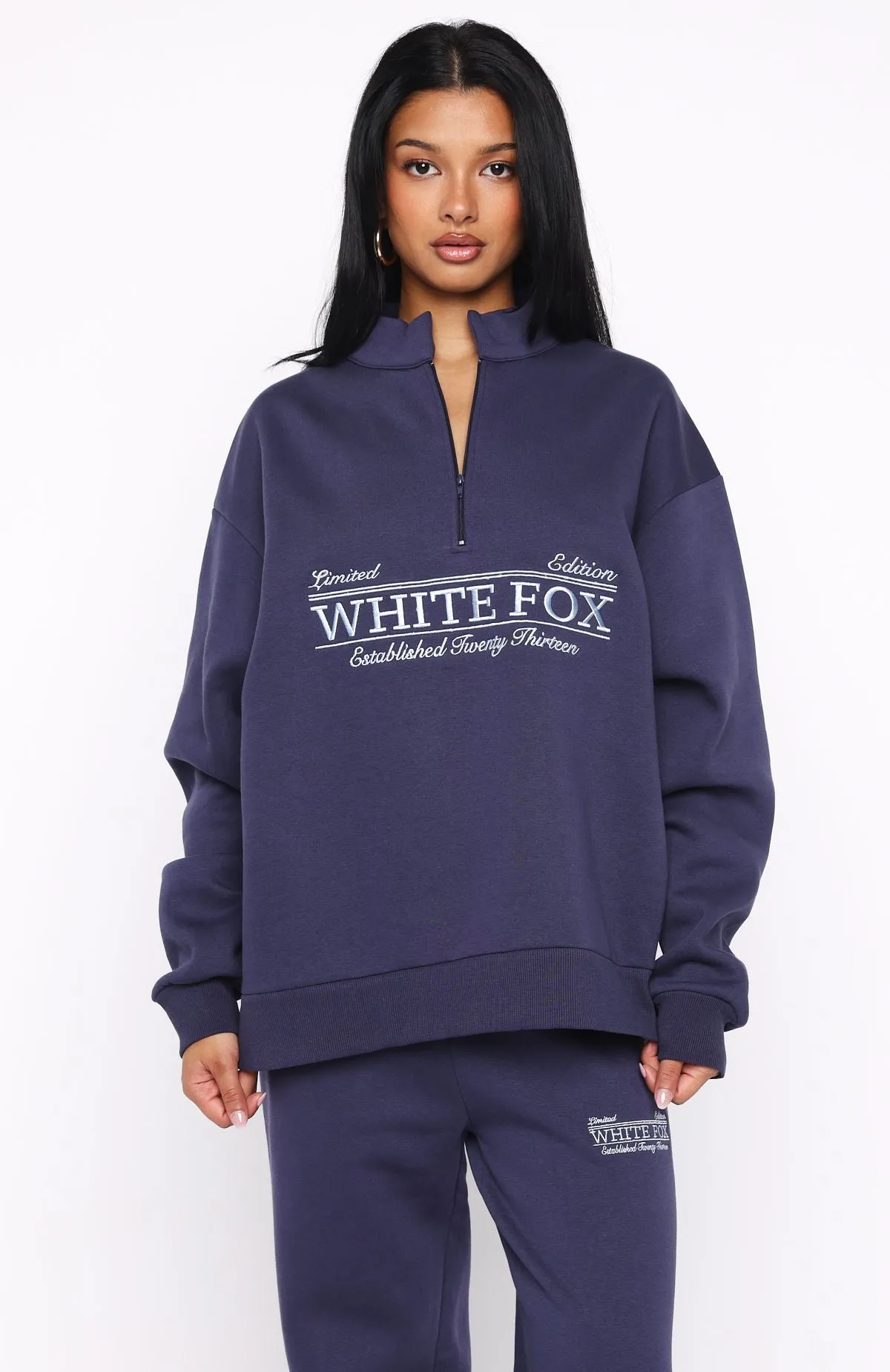 Standing My Ground Zip Front Sweater Navy sold by White Fox Boutique product image thumbnail 2