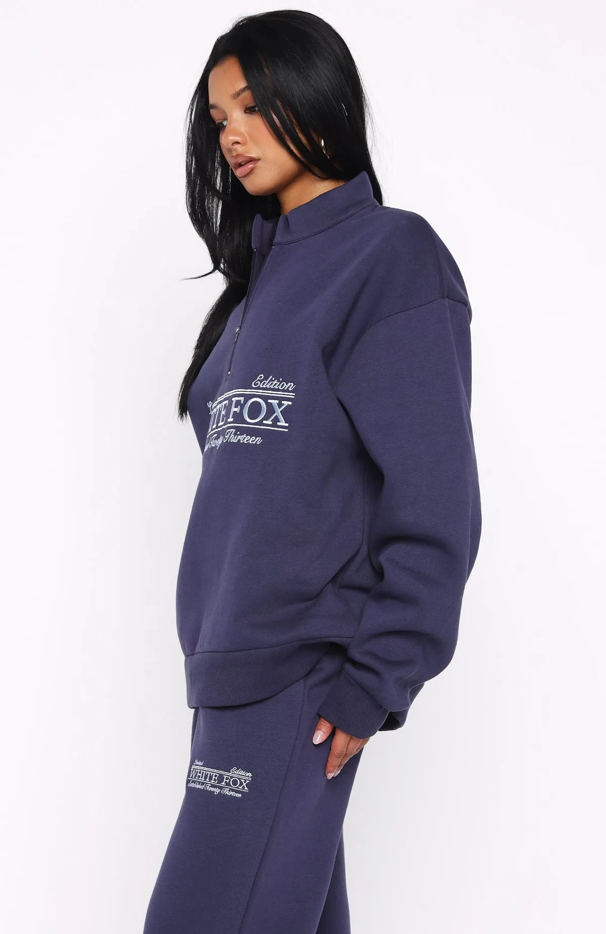 Standing My Ground Zip Front Sweater Navy sold by White Fox Boutique product image thumbnail 3