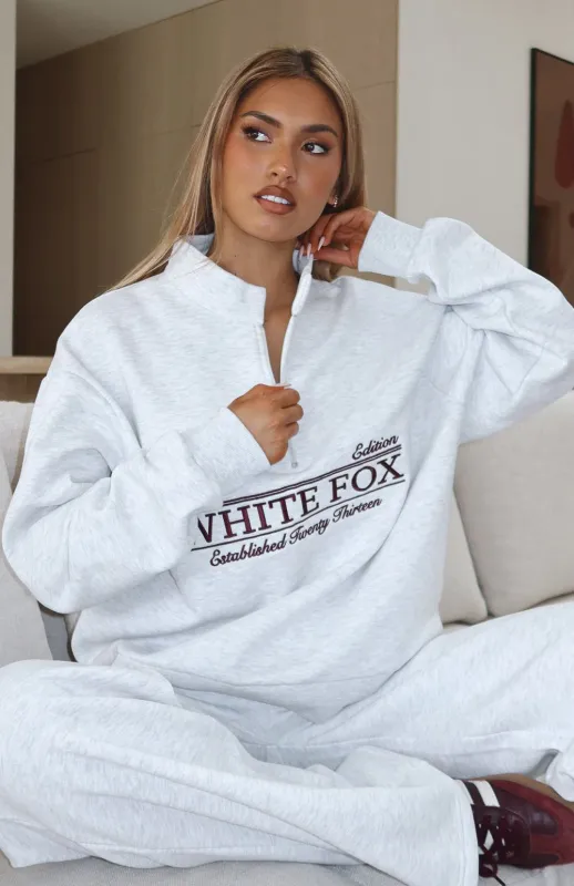 Standing My Ground Zip Front Sweater Grey Marle sold by White Fox Boutique