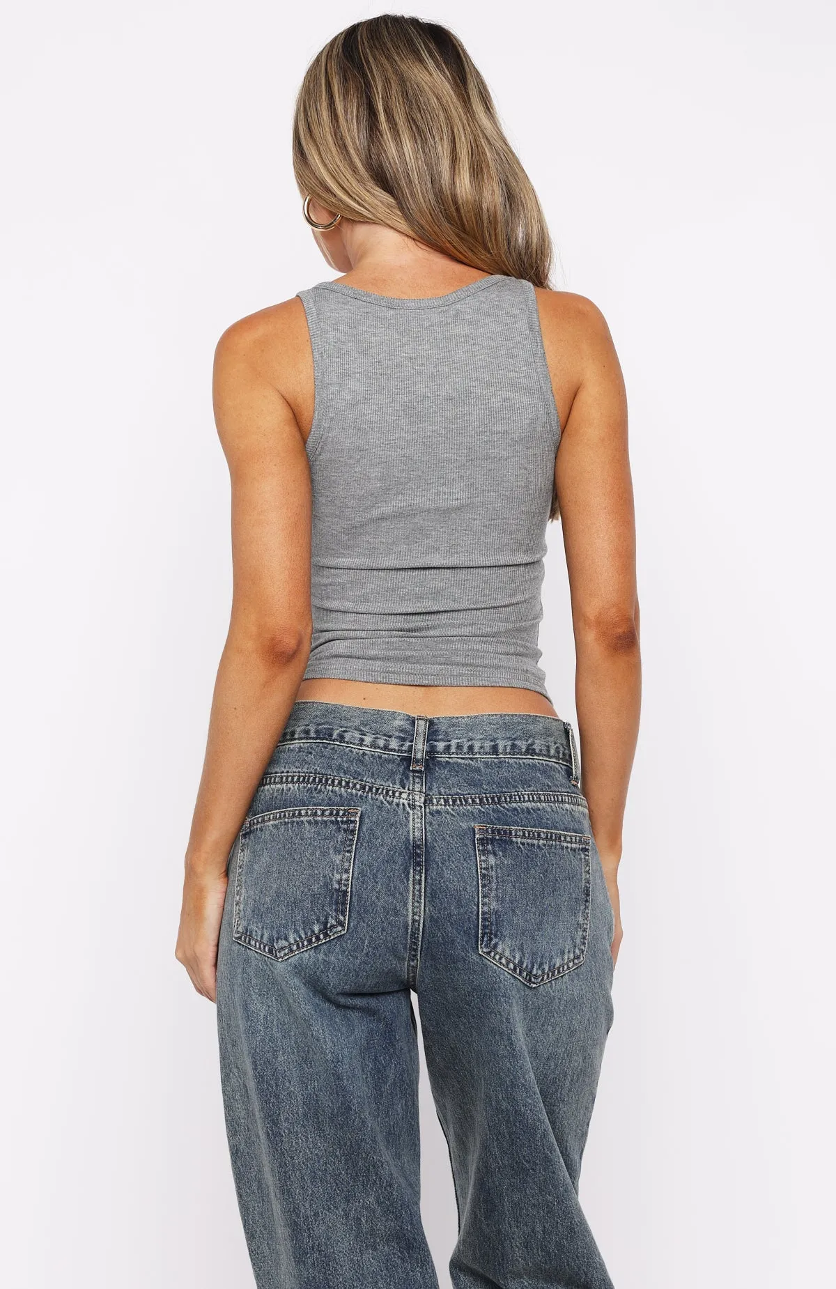 Filled With Life Ribbed Tank Grey Marle sold by White Fox Boutique product image thumbnail 5