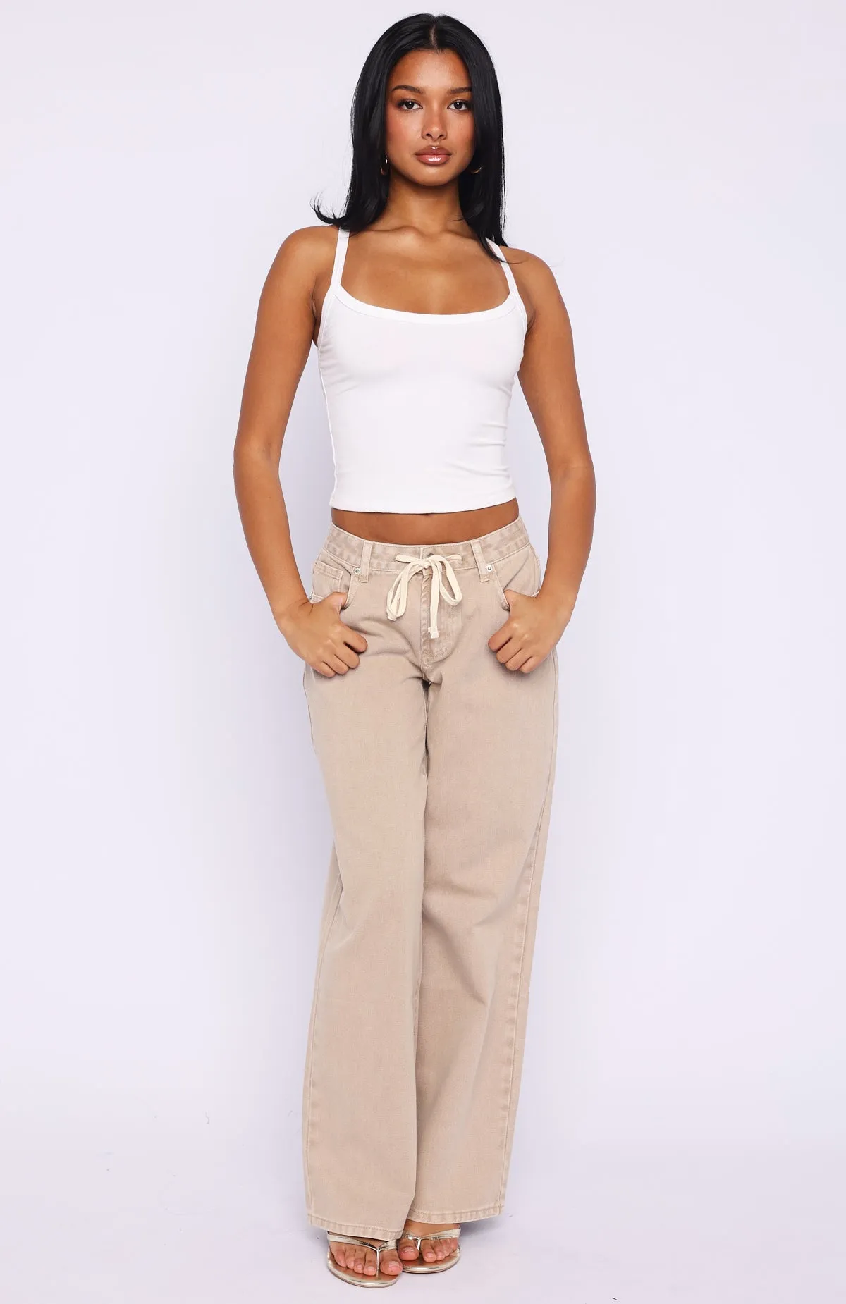 Kendall Mid Rise Wide Leg Jeans Sesame Wash sold by White Fox Boutique product image thumbnail 2