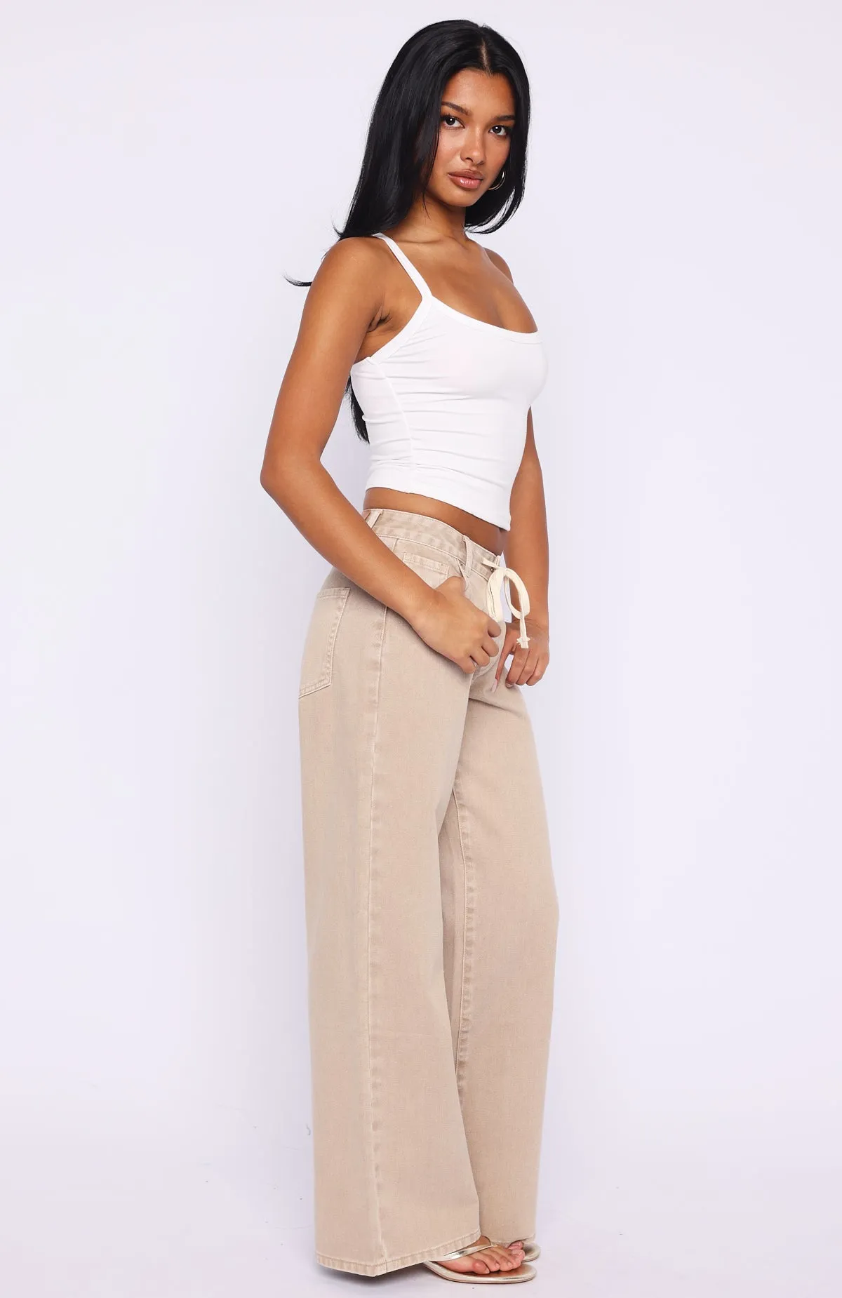 Kendall Mid Rise Wide Leg Jeans Sesame Wash sold by White Fox Boutique product image thumbnail 3