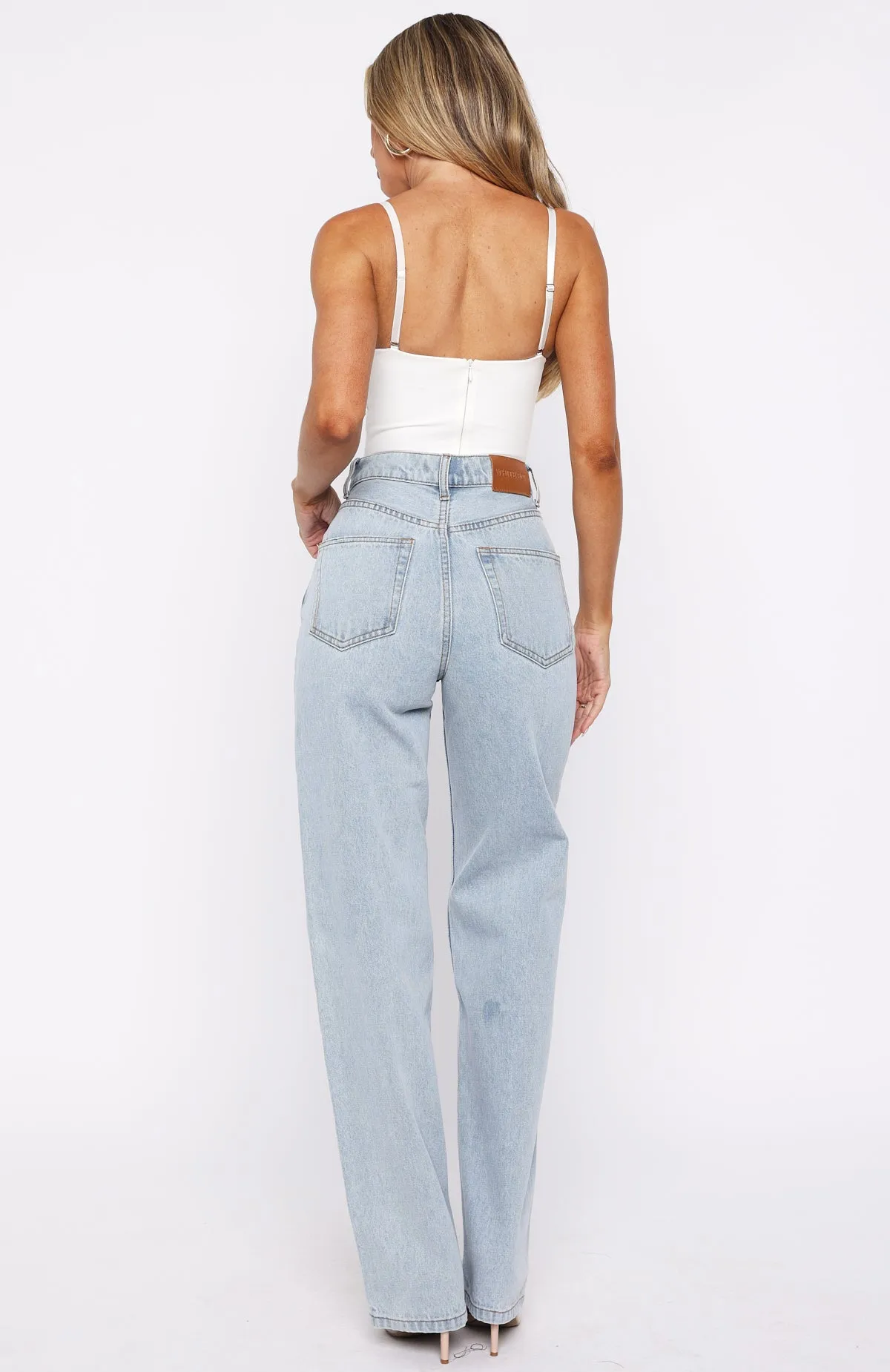 Always With Me High Rise Straight Leg Jeans Mid Blue sold by White Fox Boutique product image thumbnail 4