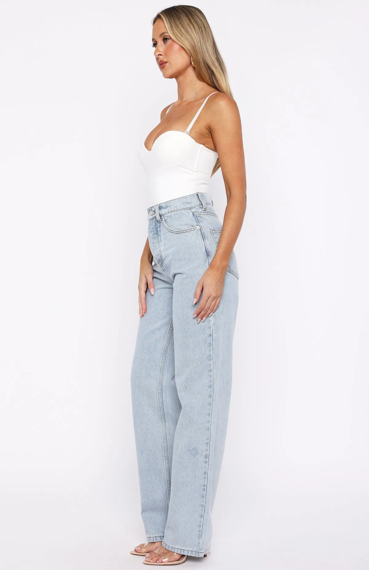 Always With Me High Rise Straight Leg Jeans Mid Blue sold by White Fox Boutique product image thumbnail 3