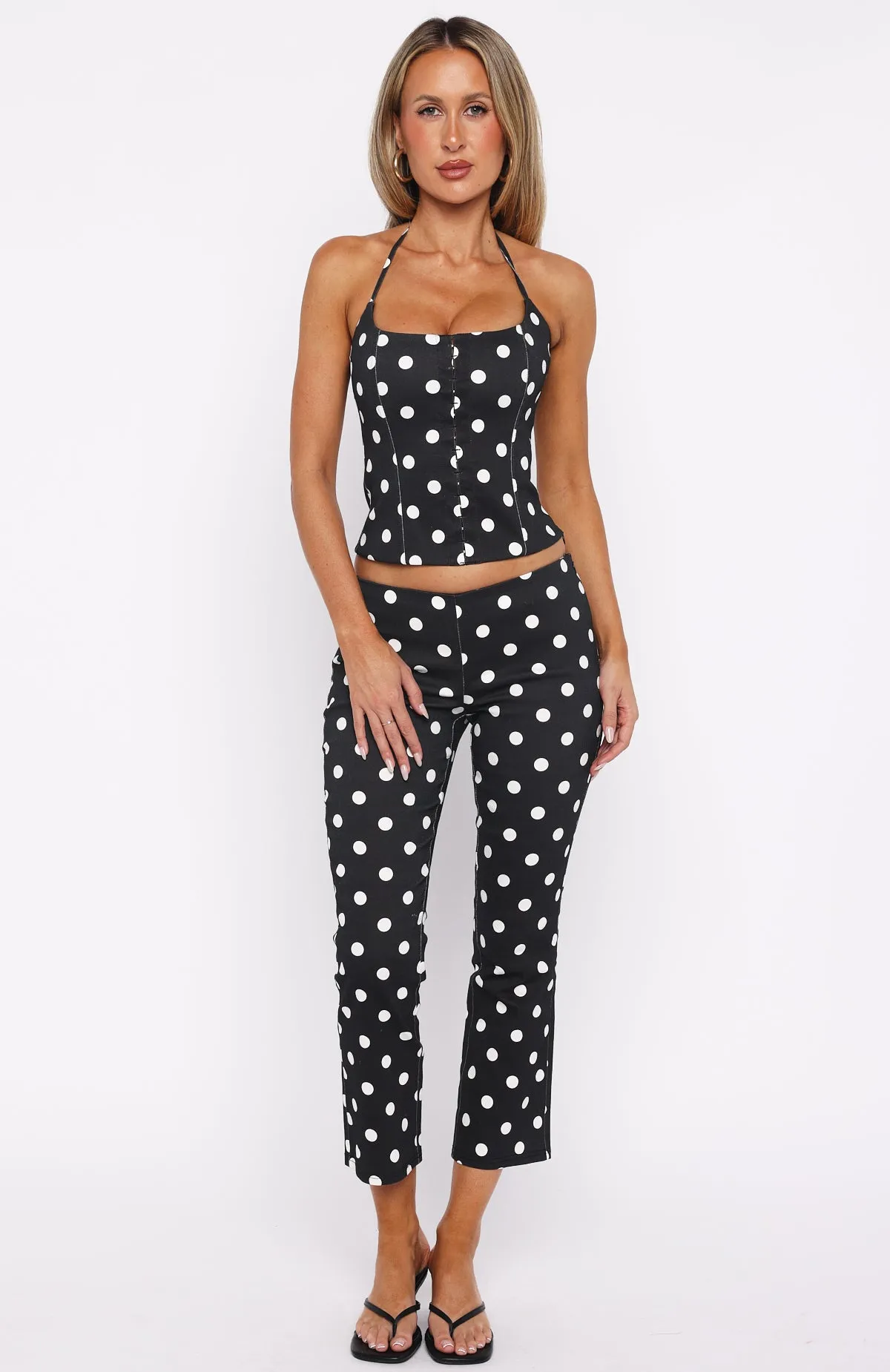 Sweetie Darling Capri Pants Black/White Polka Dot sold by White Fox Boutique product image thumbnail 2