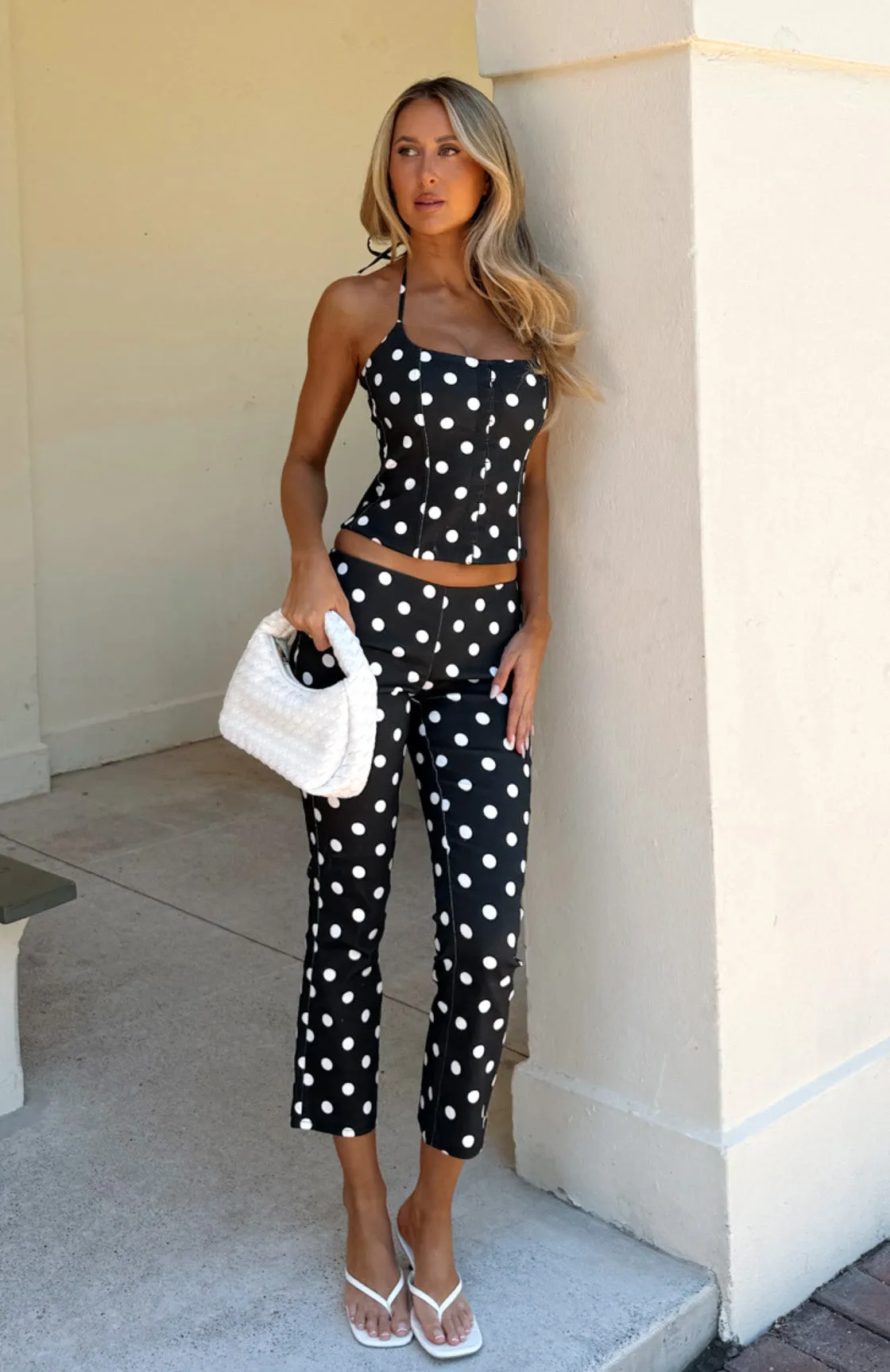 Sweetie Darling Capri Pants Black/White Polka Dot sold by White Fox Boutique
