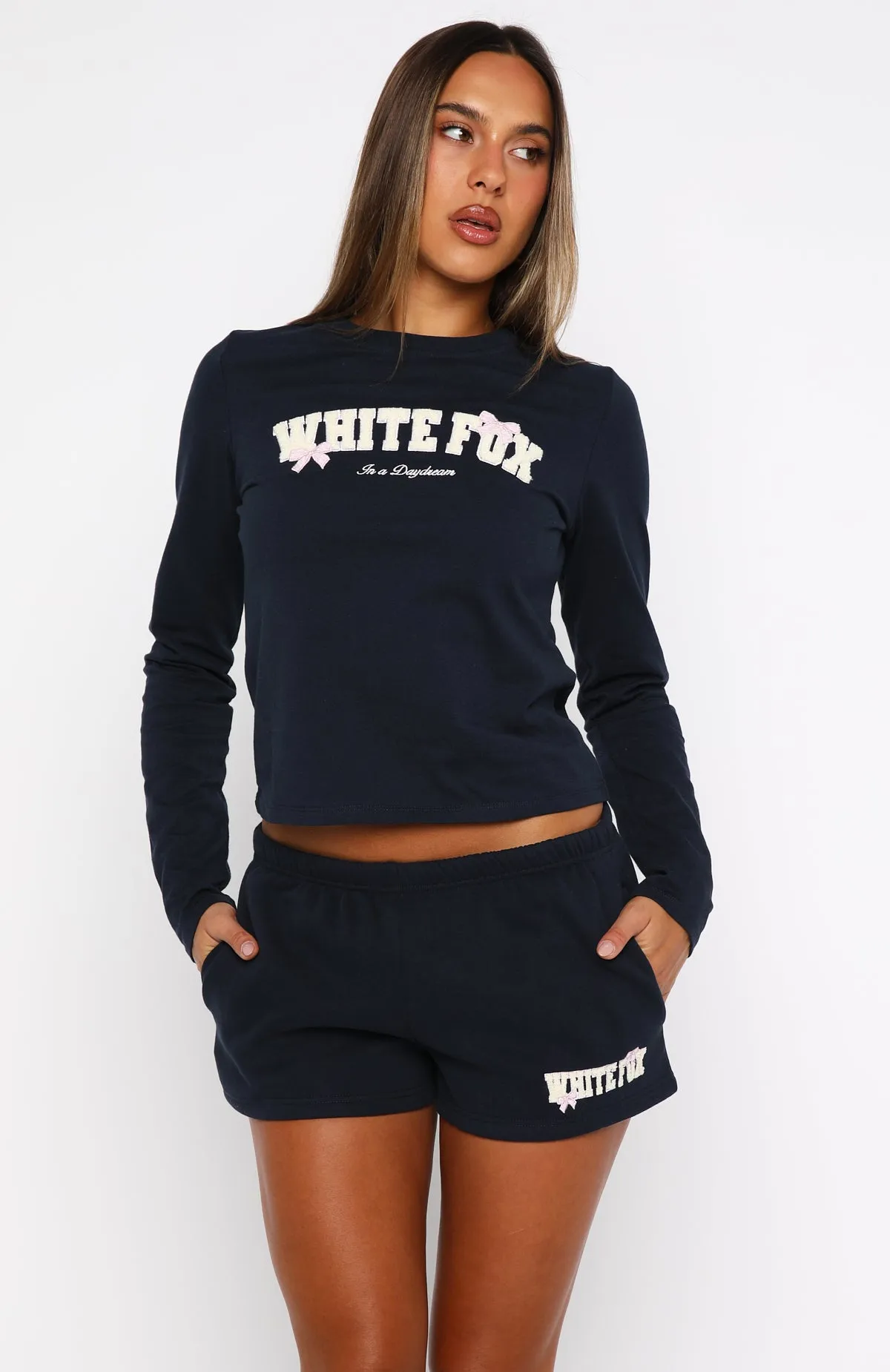 Daydreamers Madeline Lounge Shorts Navy sold by White Fox Boutique product image thumbnail 2