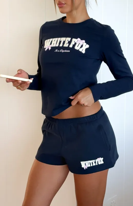 Daydreamers Madeline Lounge Shorts Navy sold by White Fox Boutique