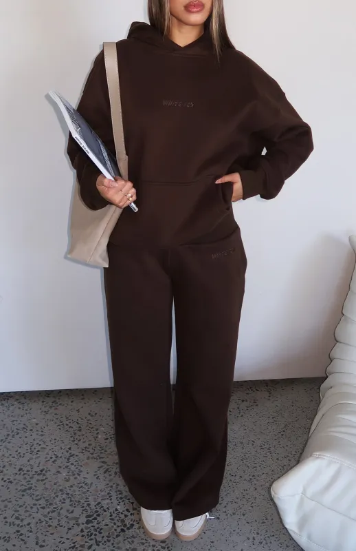 Come A Long Way Wide Leg Sweatpants Chocolate sold by White Fox Boutique