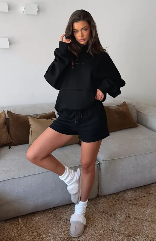 Come A Long Way Soft Lounge Ribbed Shorts Black sold by White Fox Boutique