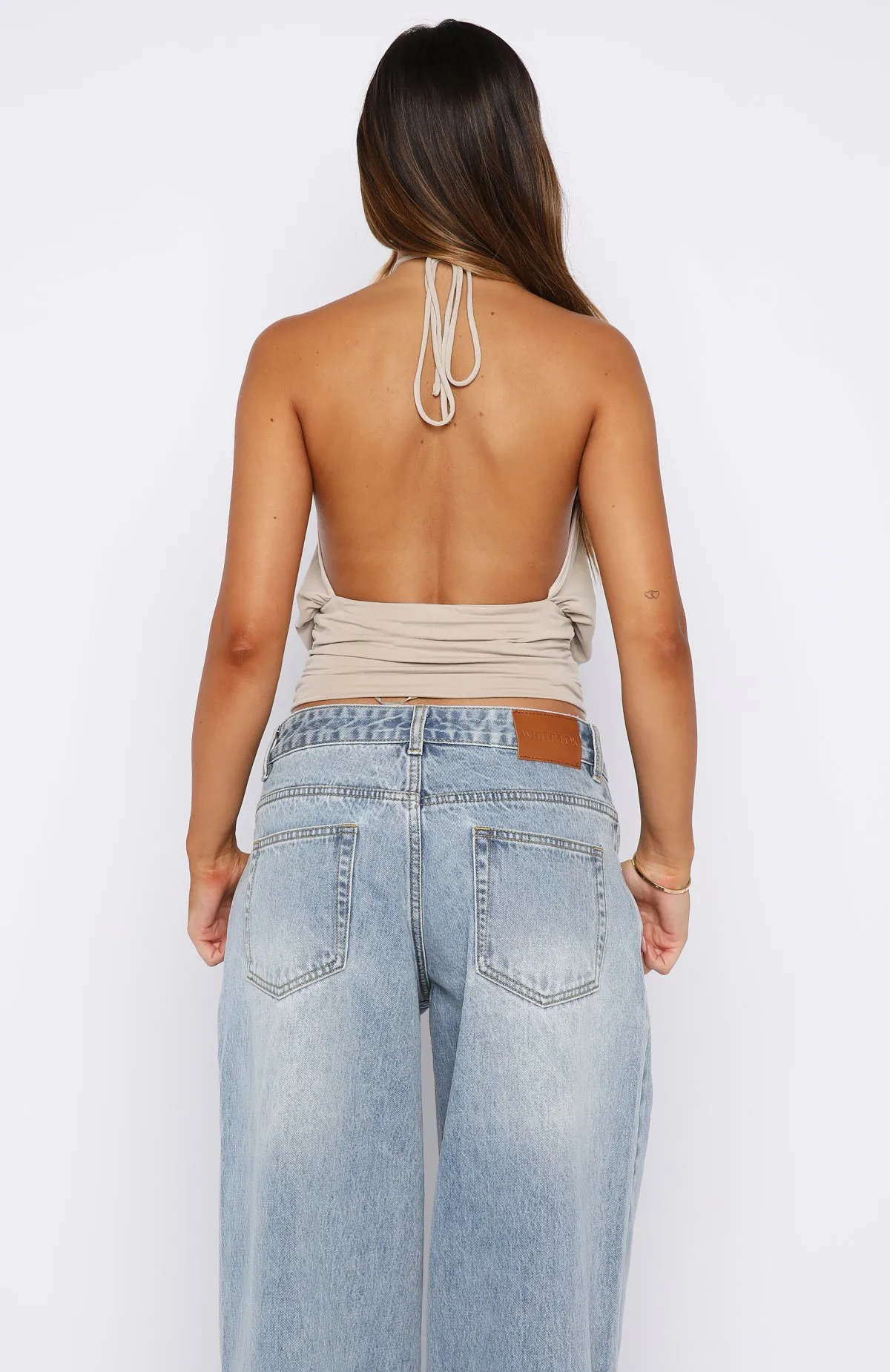 Love Everywhere Cinched Waist Halter Top Stone sold by White Fox Boutique product image thumbnail 4
