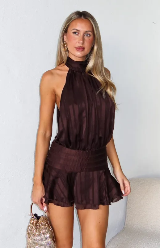Captivate My Focus Mini Dress Chocolate sold by White Fox Boutique