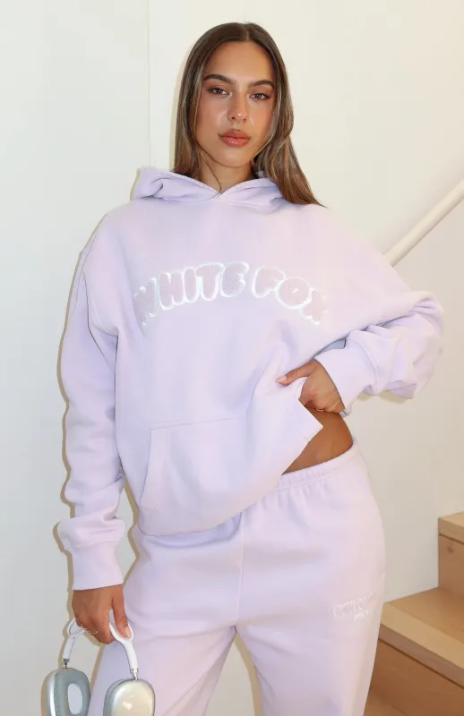Vol. 1 Front Graphic Oversized Hoodie Lilac sold by White Fox Boutique
