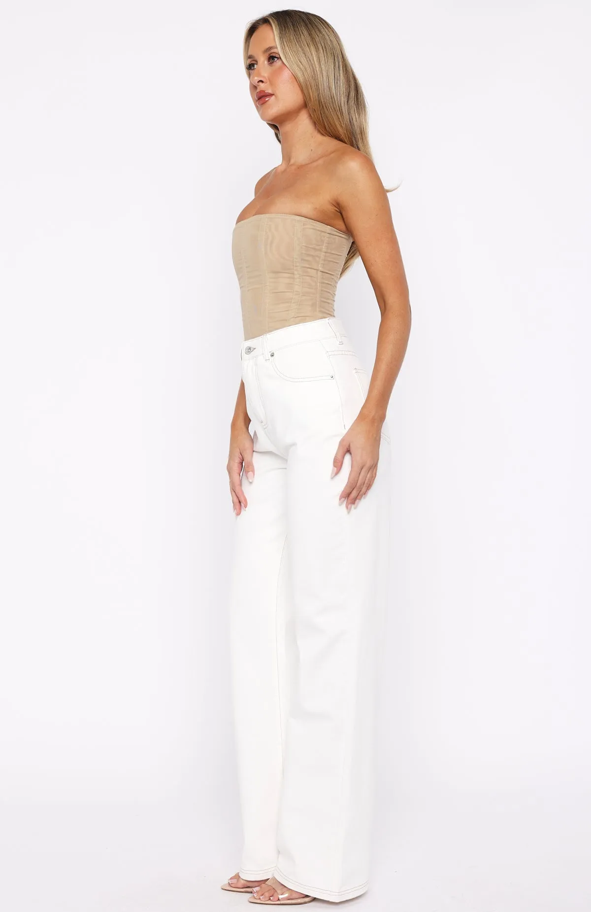 Alyssa High Rise Straight Leg Jeans Off White sold by White Fox Boutique product image thumbnail 3