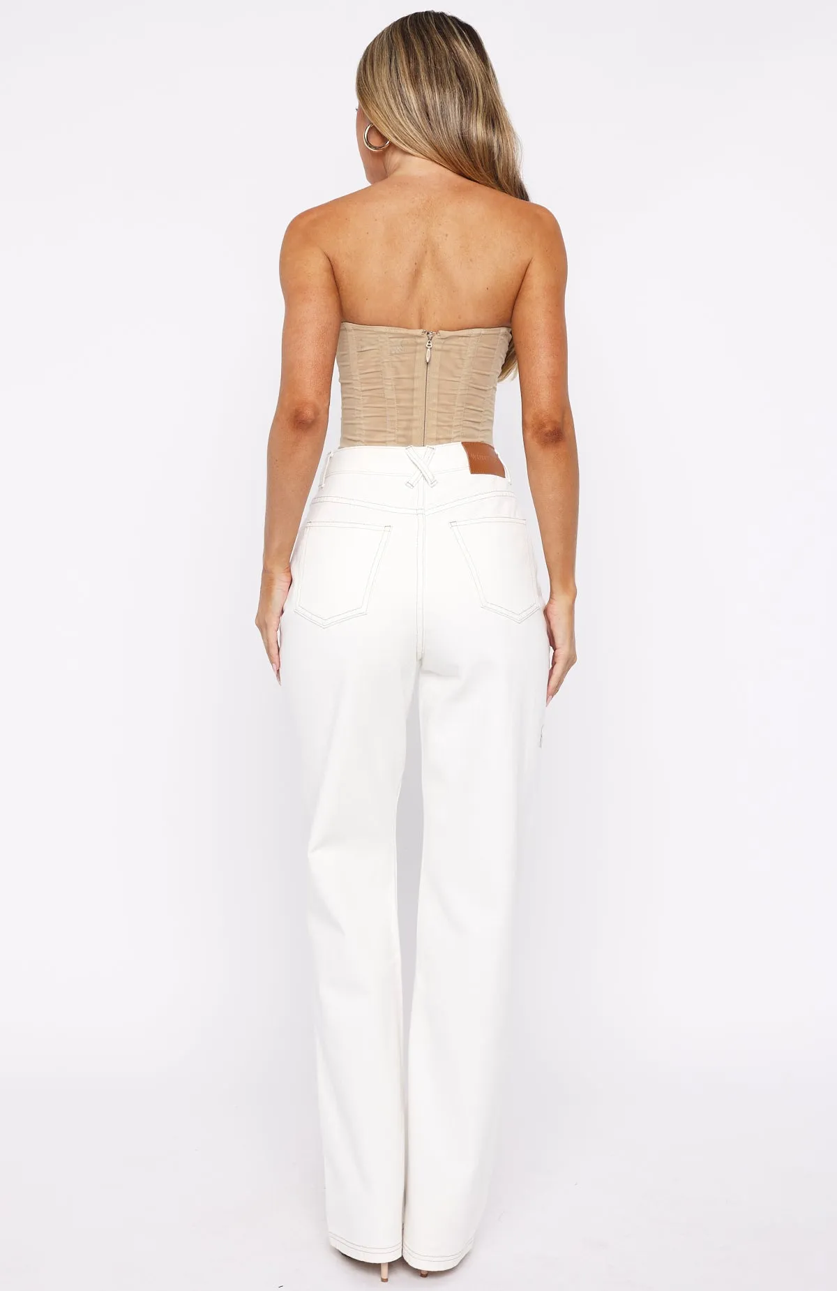 Alyssa High Rise Straight Leg Jeans Off White sold by White Fox Boutique product image thumbnail 4