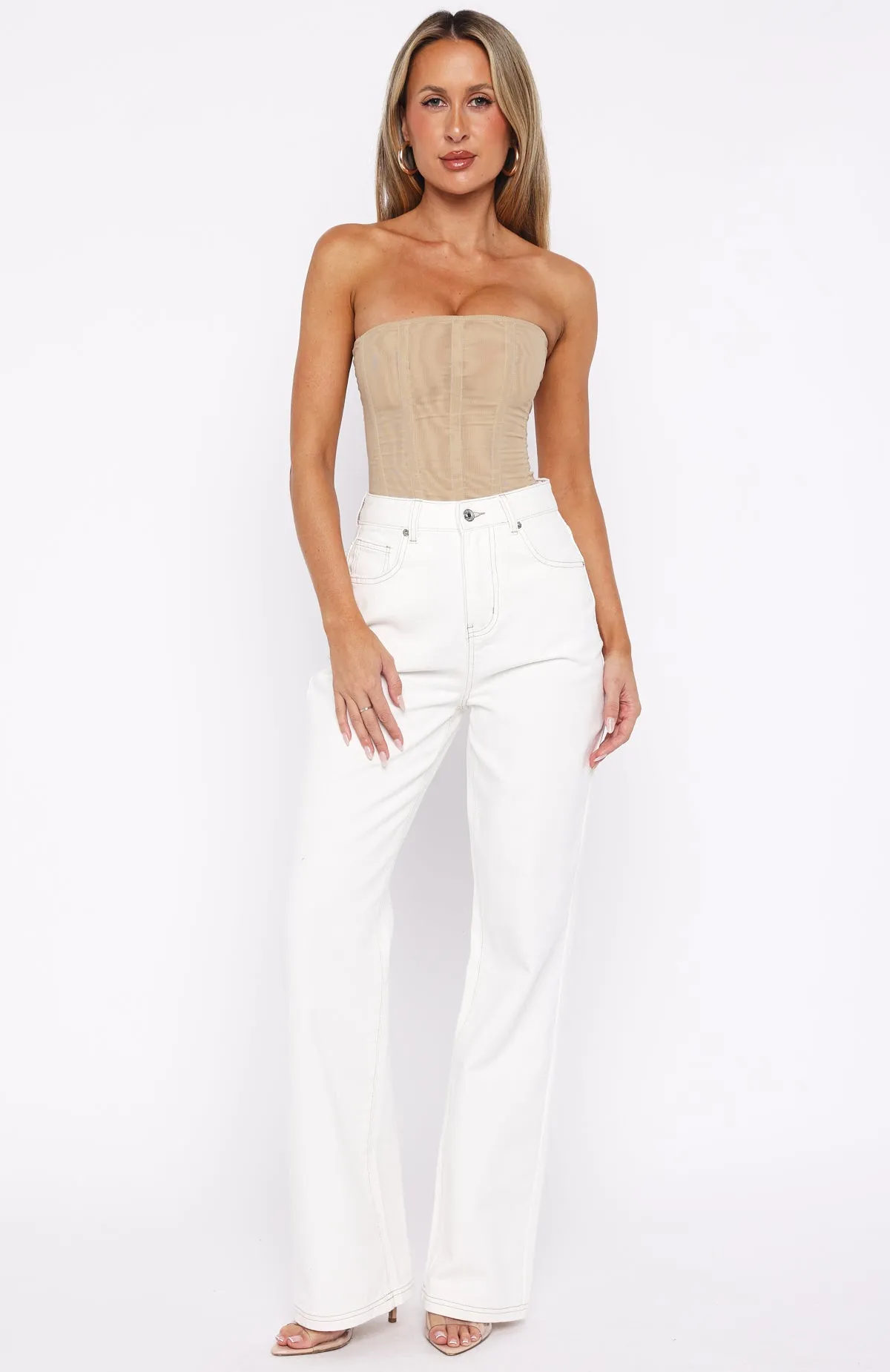 Alyssa High Rise Straight Leg Jeans Off White sold by White Fox Boutique product image thumbnail 2