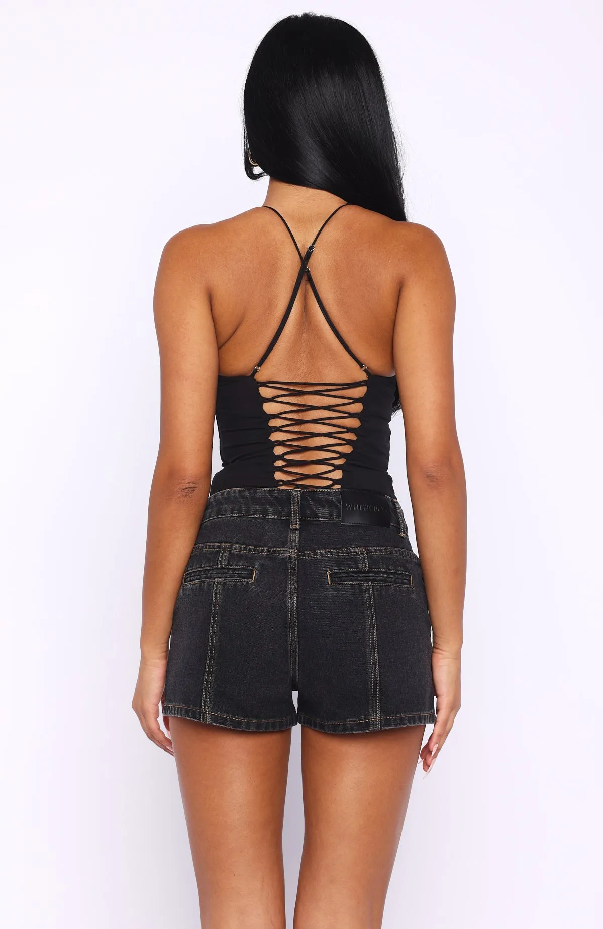 Whispers Of Us Denim Shorts Black Acid sold by White Fox Boutique product image thumbnail 5