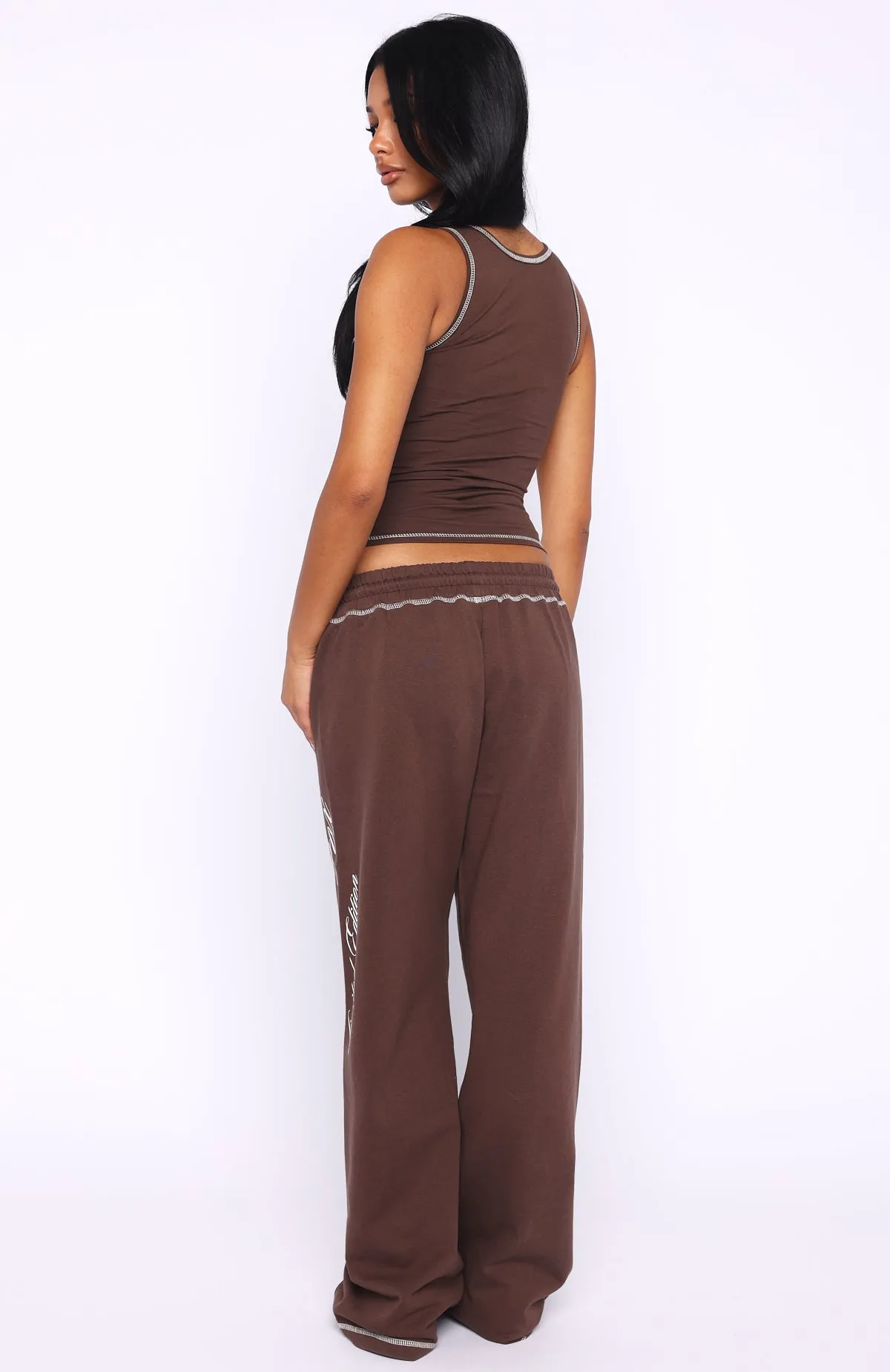 Don't Need Anyone Track Pants Chocolate sold by White Fox Boutique product image thumbnail 4