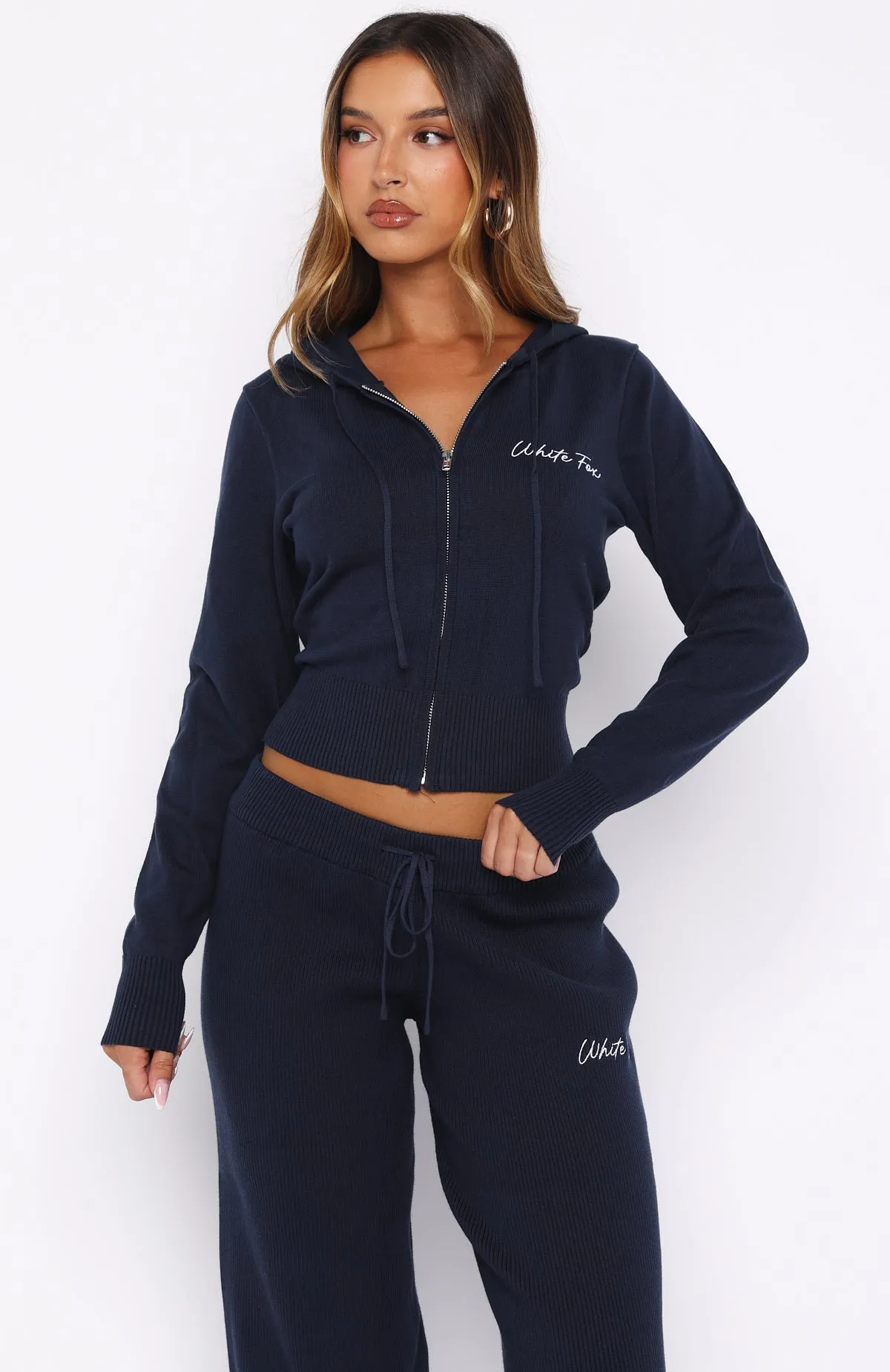 Paying It Forward Zip Front Hoodie Navy sold by White Fox Boutique product image thumbnail 2