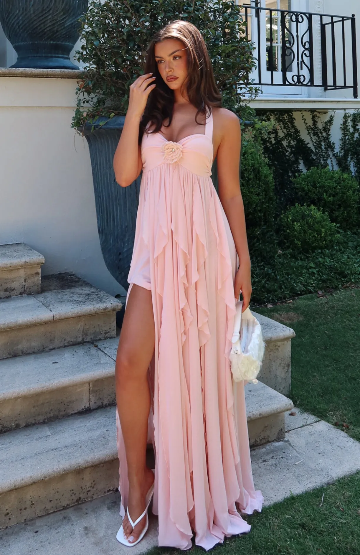 Coral Sands Mesh Maxi Dress Pink sold by White Fox Boutique