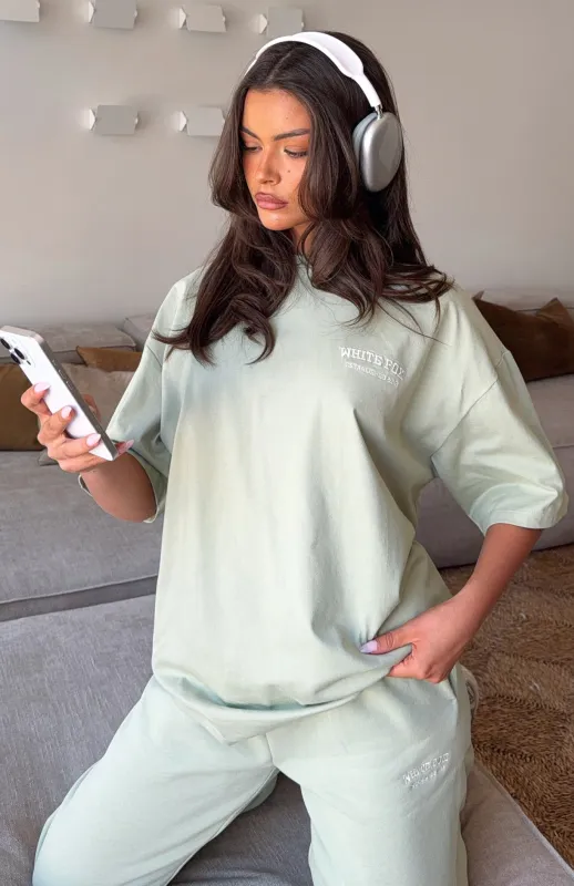 Can't Miss It Oversized Tee Sage sold by White Fox Boutique