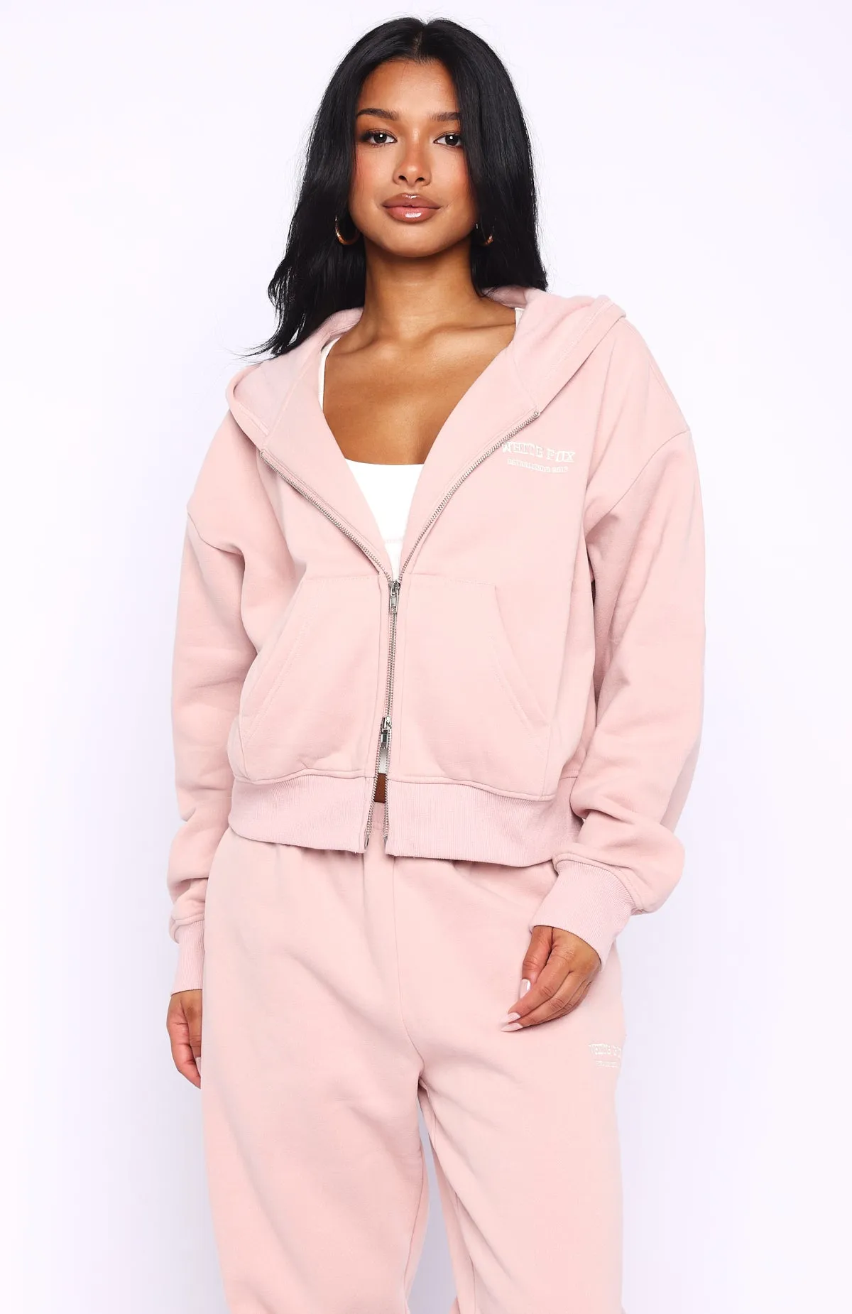 Can't Miss It Boxy Zip Front Hoodie Dusty Pink sold by White Fox Boutique product image thumbnail 2